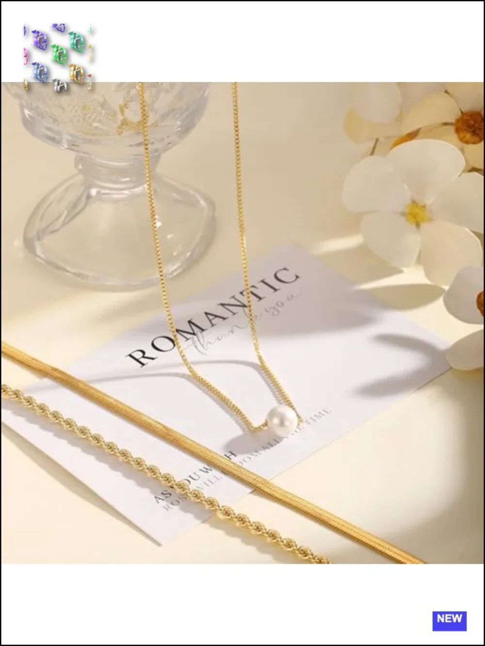 Layered 14K Gold Plated Choker Necklace Set with CZ Pendant